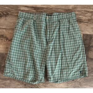 Vintage Polo Ralph Lauren Men’s Size 38 Green Plaid Cotton Chino Shorts USA Made